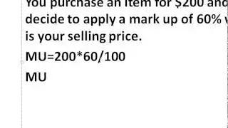 Using a Percentage   Mark Up