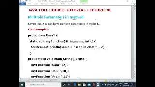 JAVA LECTURE - 38| Create Multiple Parameters & Passing Values Through Method (