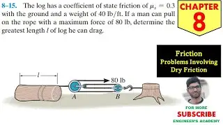 8-15 Friction - Chapter 8 | Hibbeler Statics 14th ed | Engineers Academy