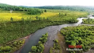 Река Чикой, верховья. Утренний полет на квадрокоптере.