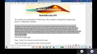 Plot flight of model rocket in Matlab using while loops