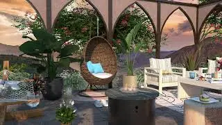 Relax by the Fire on Smoky Mountain Patio Ambience - Bluegrass Music