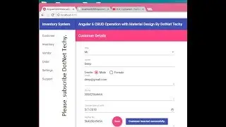 CRUD operation in Angular 6 with material design  1