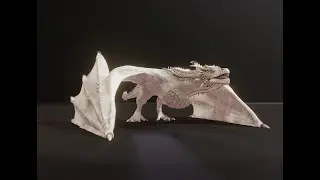 Realistic White Wyvern 3d Model - Fire Unity