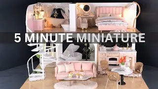 5 MINUTE DIY Miniature HOUSE | Cute Pink Apartment #2 | WHAT A TINY WORLD