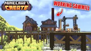 I Built A WORKING Sawmill In Minecraft Create Mod