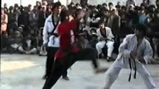 kung fu vs taekwondo (kung fu practitioner TKO knocks out taekwondo )