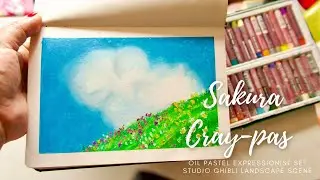 Studio Ghibli Scene Drawing 💮 Sakura Cray pas Expressionist 🍃 Howl's Moving Castle Landscape