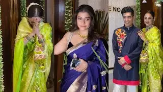 When Rekha ji Manish Malhotra Kajol At Manish Malhotra Ganpati Darshan in Mumbai ￼