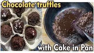 Chocolate truffles with 5 Minutes Chocolate Cake in Fry Pan! No Oven, No Egg, No Baking Dessert