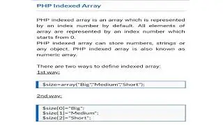 PHP INDEXED ARRAY IN PHP COMPUTER LANGUAGE