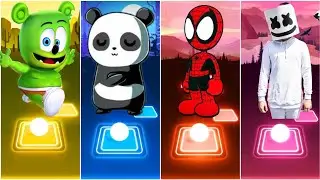 Gummy bear Vs Bamboo panda Vs Spidey Vs marshmello !!! Tiles hop EDM RUSH