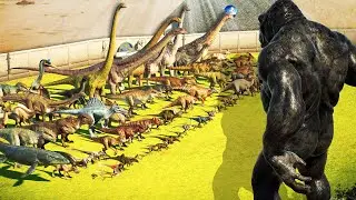 KONG VS ALL DINOSAURS IN JURASSIC WORLD!!