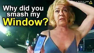 Entitled Karen gets WINDOW SMASHED and PEPPER SPRAYED During Arrest