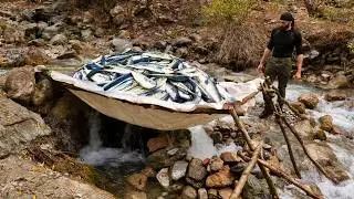 Man Survives in the Wild Using Primitive Fishing Traps| by 