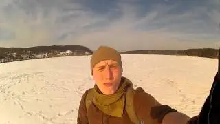 23 февраля. Пешая одиночка по льду водохранилища.