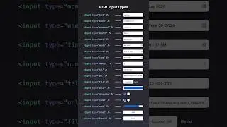 HTML Inputs Types #javascript #webdevelopment #programming #development #shorts #coding #xdcode