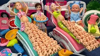 6 Minutes Satisfying with Unboxing Barbie Doll Family Playset, Cute Pinkfong Ambulance Car Toys ASMR