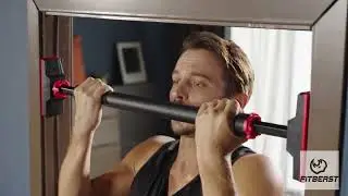 Adjustable multi-purpose doorway pull-up bar is for toning workout for any fitness level