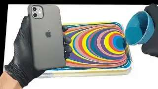 Testing Acrylic pouring abstract art technique on an iPhone pro using six colors  / Fluid art 2022