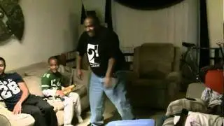 James playing Xbox Kinect