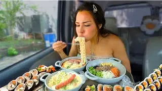 Real Mukbang Lots of Kimbap, Creamy Tteokbokki, Crunchy Sides, Spicy Tteokbokki, Bibimbap ASMR 먹방