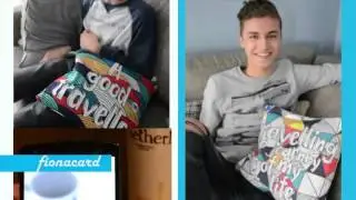 2 boys watching TV with fionacARd pillow @Netherland