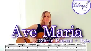 Franz Schubert AVE MARIA Fingerstyle Guitar Tutorial with Tabs on the Screen
