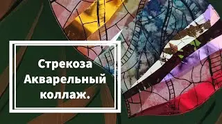 Стрекоза. Коллаж, акварельная бумага, гуашь, линеры