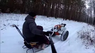 Мотоблок,санки и зимний лес