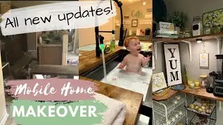 Mobile Home Makeover on a Budget! Modern Farmhouse Style Kitchen Makeover! Butcher Block Counters!