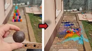 Шарик , против Пирамиды из банок #просмотры #подписки #эксперименты #подпискивзаимно #лайк #банки