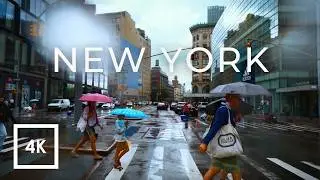 Scenic 4K Rainy Drive Through NYC | Must-See Manhattan Bridge Views | Binaural NYC ASMR Experience