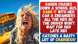 Karen Rams a School Bus With Her Car for Not Waiting on Her Late Kid, Endangering All the Kids!!!