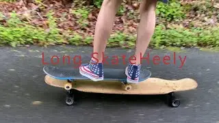 Heelys on Skateboard on Longboard (very cool)