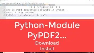 PyPDF2 Module || Python || How to download and install step by step