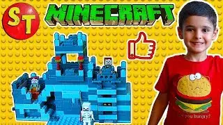 Майнкрафт крепость из блоков + фигурки, скелет и жители. Клон ЛЕГО | Minecraft LEGO clone funny kids