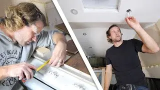 Camper Van Remodel pt. 5 - CNC'ing the Ceiling, and Lights, Flooring, A/C