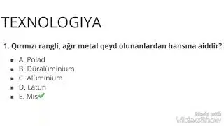MÜƏLLİMLƏRİN İŞƏ QƏBULU (DQ) : TEXNOLOGİYA TESTLƏRİ I HİSSƏ - YENİ