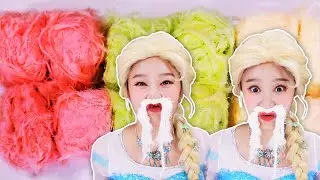 Elsa Pismaniye cotton candy 엘사와 구름과자 꿀타래  Mukbang JiniYum 지니얌 먹방