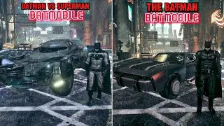 BvS 2016 Batmobile vs The Batman 2022 Batmobile Gameplay in Arkham Knight