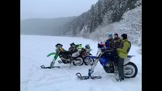 Проехали зимой 75км на мото. Дивногорск-Мана-Манский.