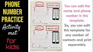 Phone Number Practice Activity, Learn Emergency Contact Numbers, Toddler, Preschool, Homeschool