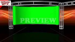 HD Virtual Studio Background with green screen Wall - royalty free