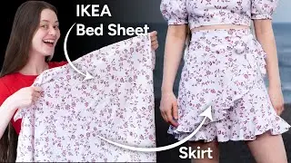 DON‘T trash your old BED SHEET | Wrap Skirt Sewing Tutorial | IKEA Thrift Flip