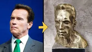 Casting Arnold Schwarzenegger bust - Motor Melt Down-  Hotmetal Trash to Treasure - Metal Melting