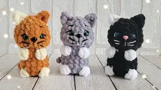 😻ПЛЮШЕВЫЙ КОТИК КРЮЧКОМ😺crochet cat😻gehäkelte Katze