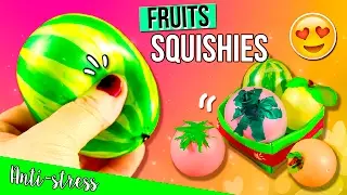 DIY Fruits & Vegetables SQUISHIES 🍎 🍑  Peach, Watermelon, Lemon, Tomato & Eggplant SQUISHY🍊 🍋 🍆