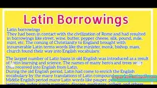 Latin Borrowings | How Latin words affected the English language | effect of the Latin borrowings