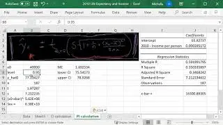 Simple Linear Regression - Prediction Interval - Example in Excel